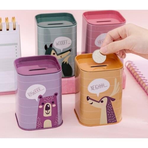 Korean Cute Style Cartoon Metal Coin Bank Money Safe Piggy Bank For Kids Adults Pen Holder Childrens gifts Financial Education