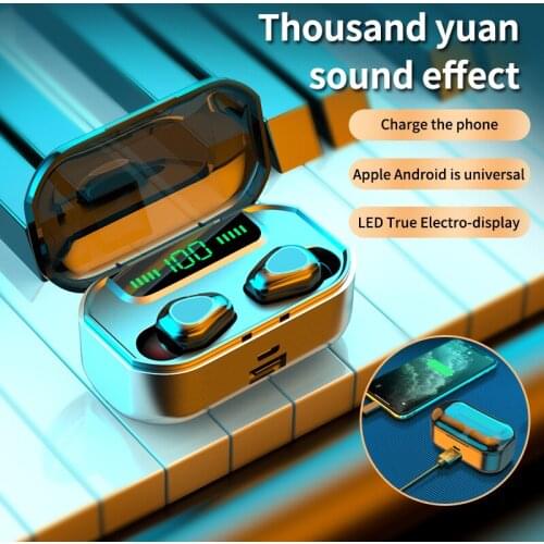 TWS True Wireless Bluetooth 5.0 Earbuds Headset Earphones 9D Stereo Waterproof Headphones Subwoofer Earphone Wtih Volume Control