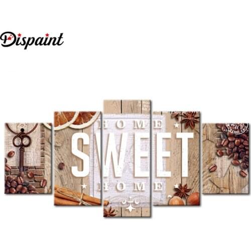 Dispaint 5pcs Full Square/Round Drill 5D DIY Diamond Painting "Home Sweet Home" Multi-picture Combination Embroidery 5D Decor
