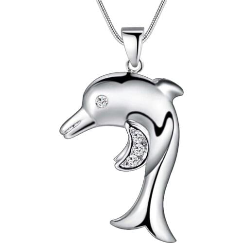 Wholesale Charm Silver Color Pendants For Women Fashion Jewelry Necklace Lady Fashion Jewelry Pendant The Dolphin Shape AN127