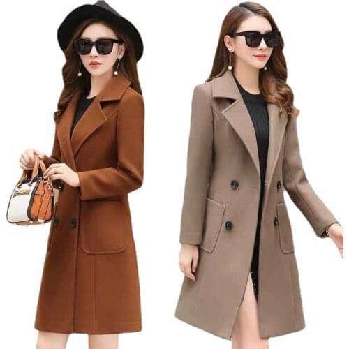 Wholesale Womens Woolen Coat Womens 2021 Autumn And Winter Clothes New Korean Version Slim Fit Medium And Long Woolen Coat