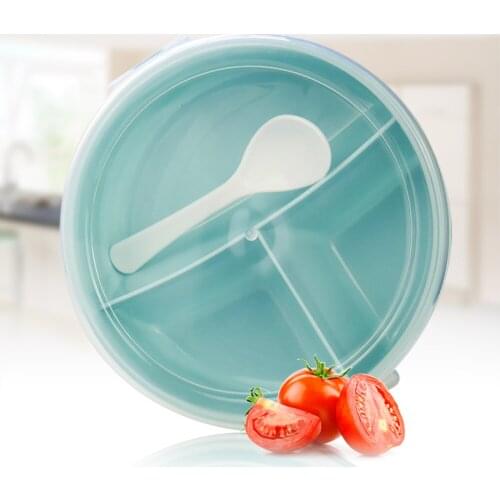 Portable Lunch Box Microwave Plastic Bento Box 3 Compartments Salad Fruit Food Storage Container Box with Spoon for Kids Worker