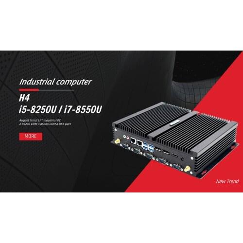 Industrial Fanless Mini PC Core i5 8250U i7 8550U gamer computer LPT Port HD DP EDP 3 displays 6*COM WiFi BT Rugged Computer