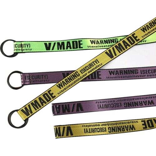 Unisex Fashion letter printed canvas belt Hip Hop punk style double ring buckle waistband for jeans trouser decoration Accessory