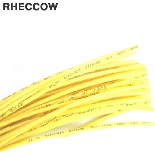 RHECCOW 50M dia=1mm 600V 2:1 Yellow Heat Shrink Tube Tube Heat-Shrink Tubing Wire Wrap Insulation Materials