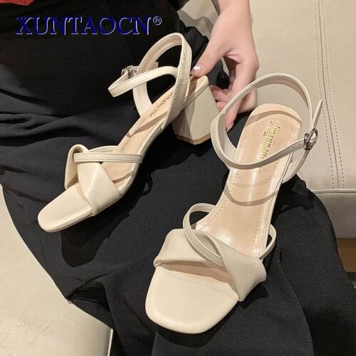 Summer Sandals For Women 2021 Thick Heeled Outdoor Women Shoes High Heels Slides Womens Buckle Sandals Open Toe Shoes