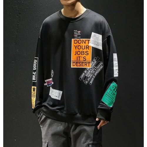 New Teens Sweatshirts Men Fashion Print Harajuku Pullover Hoodie Hip Hop Streetwear O-Neck Men Anime Clothes