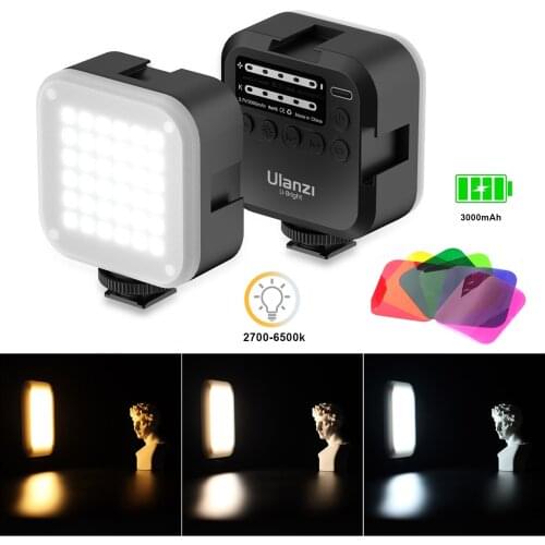 Ulanzi U-Bright Pocket Rechargeable LED Video Light Photography Fill Light Dimmable CRI95+ Triple Cold Shoe Mounts for Vlog Live