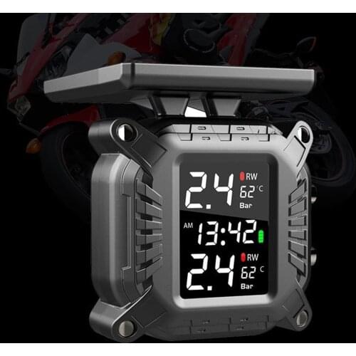 TPMS Solar Smart Tire Pressure Monitoring System Simple Installation and Setup 1100mAh Waterproof for Motorcycle Car Trailer