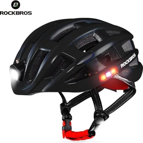 ROCKBROS Bicycle Light Helmet Waterproof Bike Helmet USB Charge Cycling Helmet Intergrally-molded MTB Road Bicycle Accessories