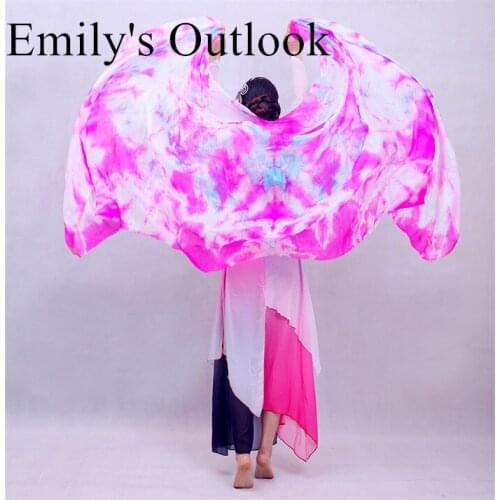 Spring Garden Pink Flora Tie Dyed Belly Dance Hand Scarf Veil Real Silk Thrown Wrap Scarves Customized Size Design Free Shipping