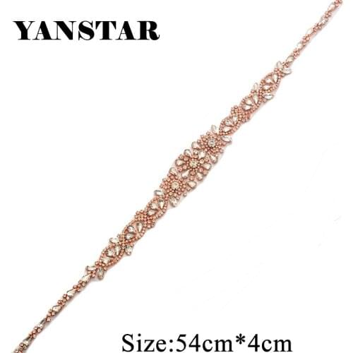 YANSTAR 1PCS Handmade Bridal Rhinestone Appliques For Wedding Sash Iron On Bridal Gown Belt Rhinestone Appliques Accessory YS867