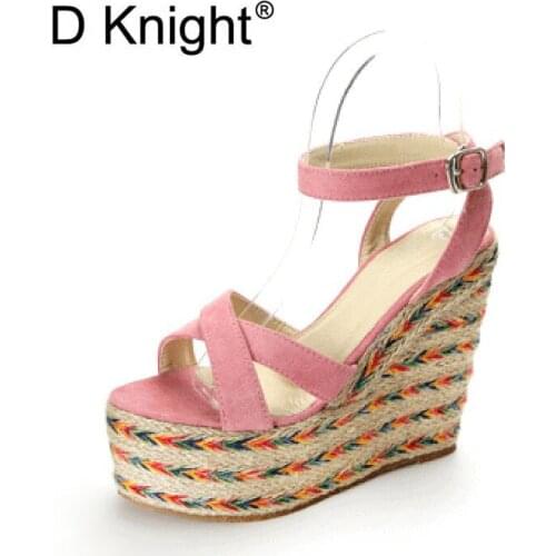 New Womens Platform High Heels Wedge Sandals Fashion Concise Ankle Strap Gladiator Sandals For Women Size 33-41 Ladies Sandals