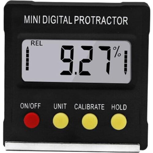 1pc Black Mini Digital Protractor Electronic Inclinometer Angle Gauge 360 Tilt Angle Vertical Magnetic Tractors