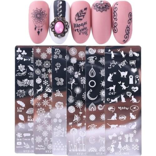 1pcs Tropical Leaf Nail Stamping Plate Jewelry Butterfly Geometric Design Polish Stencil Nail Art Template Mold CHSTZN01-12-1