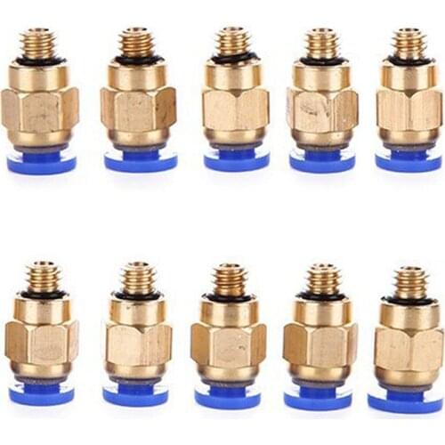 10 Pcs PC4-M6 Pneumatic Air Straight Quick Fitting 4mm thread M6 One touch hose Connector