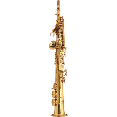 B-flat Soprano Saxophone Split Soprano Saxophone Lacquer Gold Instruments Brass Event price Top Quality Saxofon Gift SAX02
