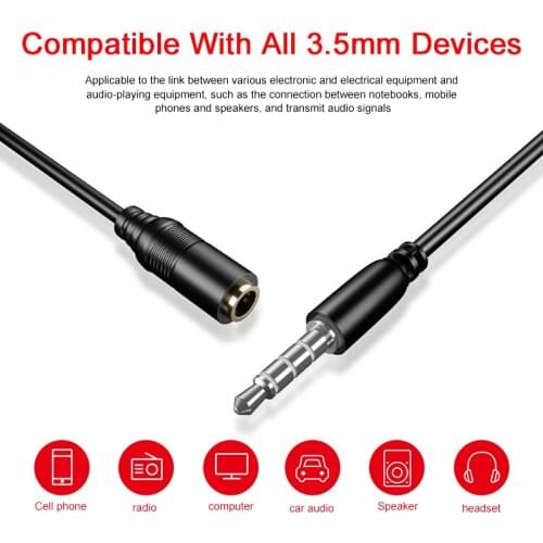 Fast Delivery 3.5mm Jack Extension Audio Cable Male To Female Wired Headphone Extension Cable Speaker AUX Cable Cord For Xiaomi