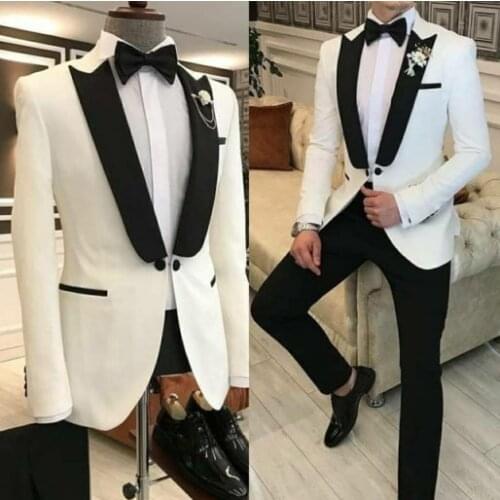 Black Velvet Lapel Groom Tuxedos Men Work Suits Wedding Party Prom Clothes Coat Trousers Set (Jacket+Pants+Bow Tie) NO:405
