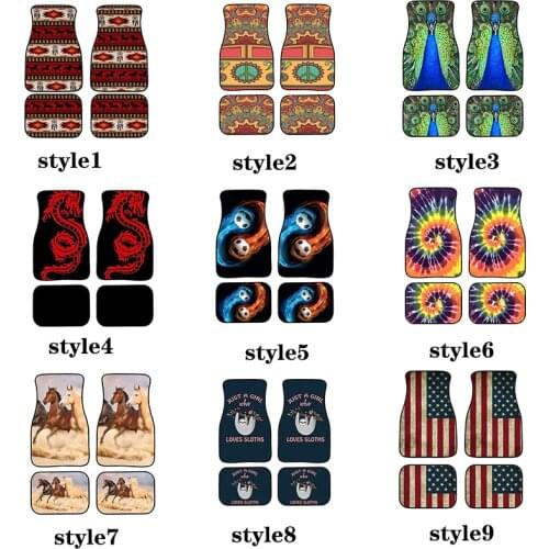 Bohemian Horse Dream Catcher Design Car Floor Mats Universal Size Anti-Slip Rubber Backing Auto Front And Rear Carpet Floor Line