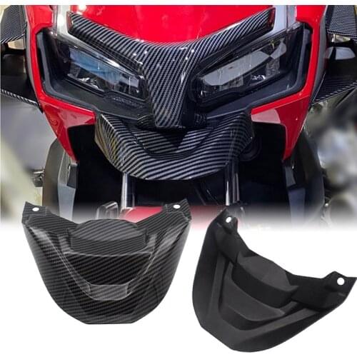 For Honda ADV 150 2019 2020 2021 Motorcycle Front Wheel Fender Headlight Lower Beak Duckbill Carbon Black Extension Cowl Cover