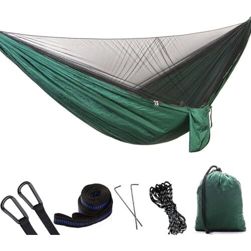 Hammock tent Automatic Quick Open Anti-mosquito Hanging Bed Outdoor Single and Double Parachute Hanging Bed with Mosquito Nets