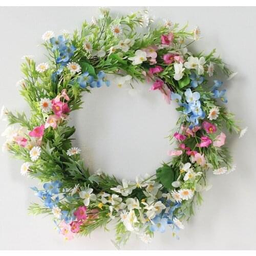 38CM Artificial Color Flower Wreath Halloween Decoration Fake Plants Family Christmas Door Hanging Autumn Decoration Rattan Ring