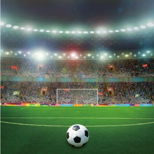 Laeacco Football Soccer Backgrounds Goal Green Grass Stadium Baby Birthday Party Portrait Photography Backdrops For Photo Studio