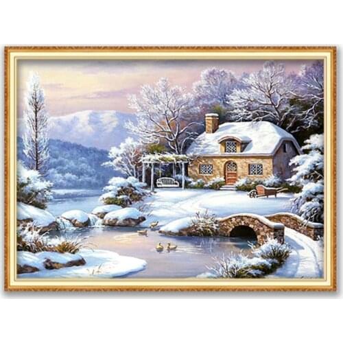 Nature DIY Cross Stitch 11CT Embroidery Kits Needlework Craft Set Printed Canvas Cotton Thread Home Decoration For Living Room