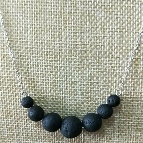 7 Beads Bar Necklace Black Lava Stone Bead Aromatherapy Essential Oil Perfume Diffuser Necklace Jewelry Gift