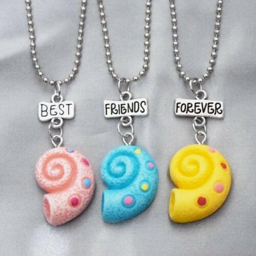 Colorful Conch Pendant Necklace Children Best Friend BFF 3 Girlfriends Resin Friendship Jewelry Souvenir Gifts For Kids