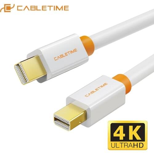CABLETIME Mini Displayport to Mini DP Cable Mini Display port Adaptor White for Macbook/Mac Lenovo Dell 4K display C051