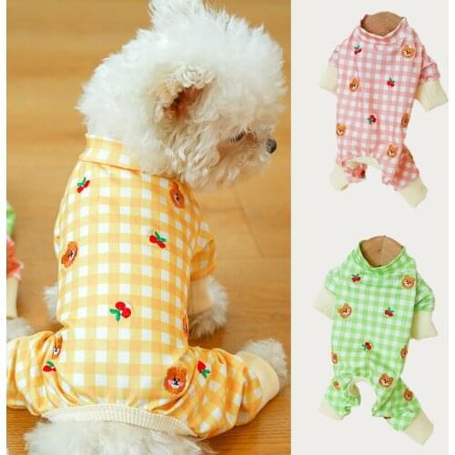 Pet Pajamas Jumpsuit Kawaii Dog Clothes for Small Dogs Shih Tzu Chihuahua Cat Overalls Plaid Puppy Clothing ropa para mascotas