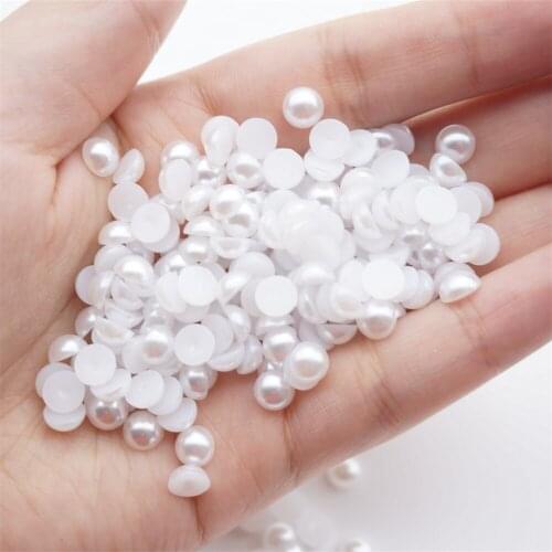 2-12mm White Flat Bottom Semicircular Resin Diy Loose Beads For Decorative Accessories For Manicure Mobile Phone Case