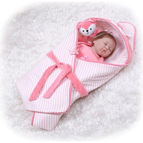 Reborn 20 inch 50cm Realistic Lifelike Silicone Sleeping Plush Toy Set