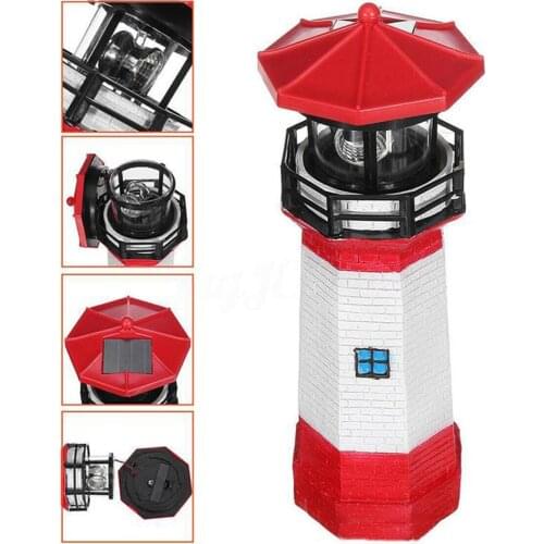 Lighthouse Solar LED Light Garden Fence Yard Outdoor Decoration Smart Sensor Beacon Rotating Lamp For Courtyard Decoration