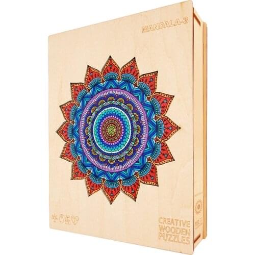 Bright Mandala Wooden jigsaw Puzzle For Kids Adults 3D wooden Puzzle Games Wood DIY Crafts Collection Educational Toys Gifts