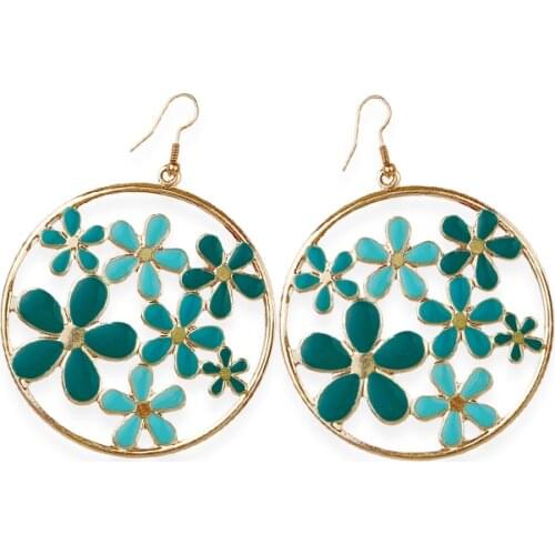 Drop Earring for Women Flower Painted Earrings Round Colorful Ear Fashion New Jewelry Laides Accessories HOT 2021 E0113