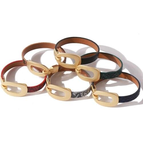 Women Bracelets Simple Metal elements PU Bracelet Jewelry Girls Charm Wrist Accessories Cheap Bracelet Dropshipping