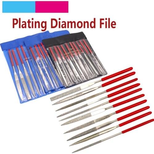 10pcs 140/160/180mm Assorted Diamond Coated Needle File Set Mini Rasp For Ceramic Glass Steel Hobbies And Crafts Hand File Tools