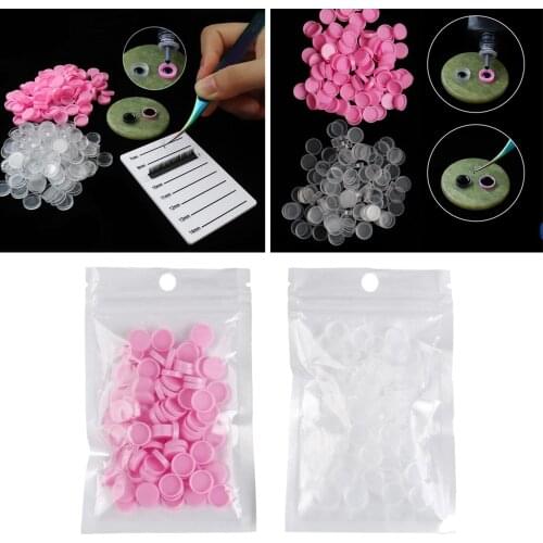 100 Pack Eyelashes Extension Glue Cups, Glue Holder and Lash Organizer Supplies Makeup Tools