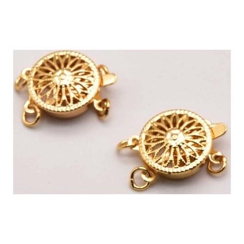 2 Pcs/Lot 12mm Hollow Out Double Breasted Gold Filled Buckle Bracelet Pendant Connector Making For Jewelry Accessories JA0174