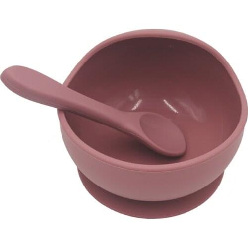 2 Pcs BPA Free Silicone Waterproof Baby Suction Bowl Training Spoon Set Non-Slip Learning Feeding Dish Plate