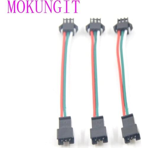 200pcs 3 pin JST SM Male to Female plug LED Connecter Cable For WS2812B WS2812 WS2811 LED Strip Lamp with 10cm Long Wire