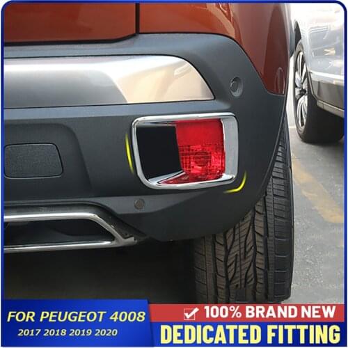 2017 2018 2019 2020 For Peugeot 4008 Car Rear Foglight Cover Frame ABS Chrome Back Fog Lamp Trims Cover Protector