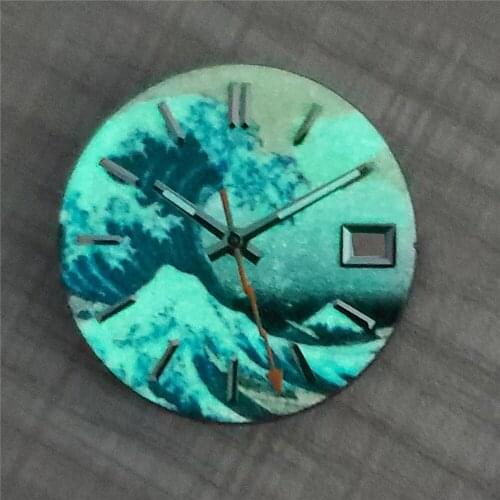 28.5MM Luminous Watch Dial for 8215 2836 Watch Movement Parts with Hands Wave Sterile Wristwatch Dial