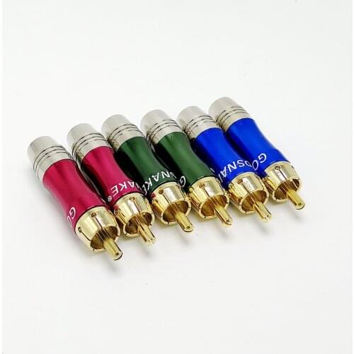 3 color RCA plug male connector Gold-plated AV plug 6pcs/lot