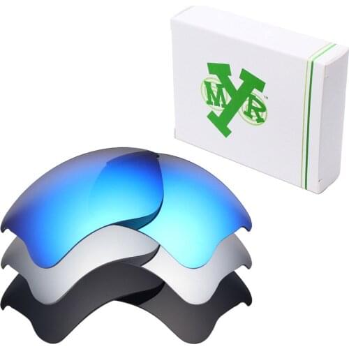 3 Pairs Mryok POLARIZED Replacement Lenses for Oakley Flak Jacket XLJ Sunglasses Stealth Black & Ice Blue & Silver Titanium