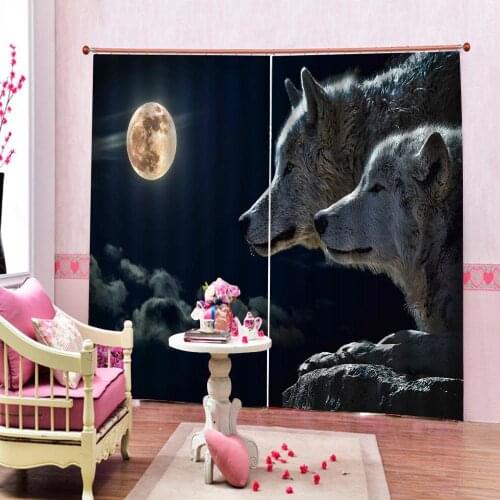 Custom 3d curtains Night moon wolf curtains for living room bedroom kitchen blackout curtains shower curtain fabric