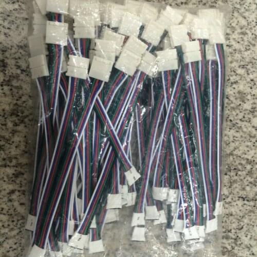 5pcs/lot 5 pin Male RGBW connector with 5pin 12mm PCB Clip 15cm core wire Cable Female jack coupler pigtail, Free shipping